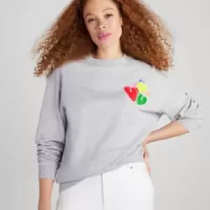 Kate Spade New York Womens Pride Hearts Sweatshirt - Grey Melange - L