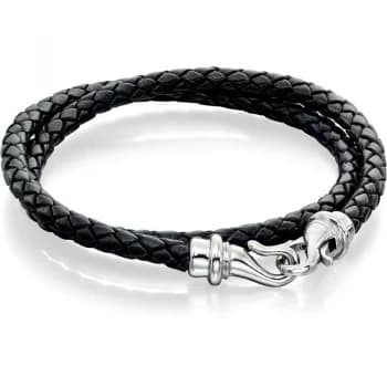 Mens Fred Bennett Stainless Steel & Leather Bracelet