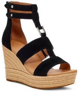 UGG Kolfax Wedge Sandals - Black, Size 5, Women