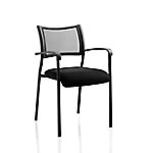 Visitor Chair Brunswick Black Frame Mesh Back Black Fabric With Arms