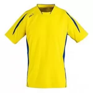 SOLS Mens Maracana 2 Short Sleeve Football T-Shirt (XL) (Lemon/Royal Blue)