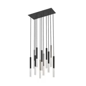 One Integrated LED Cluster Pendant Ceiling Light, Matt Black, French Gold, 11 Light, 4050lm, 3000K