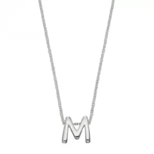 Initial M Plain Silver Initial Necklace N4440