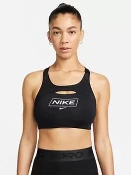 Nike Light Support Swoosh Bra - Black, Size L, Women