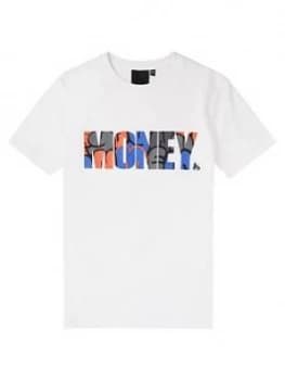 Money Boys Block Logo Print T-Shirt - White