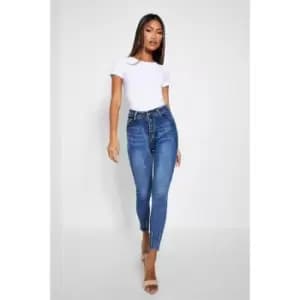 I Saw It First Denim Distressed Hem Skinny Jean - Blue