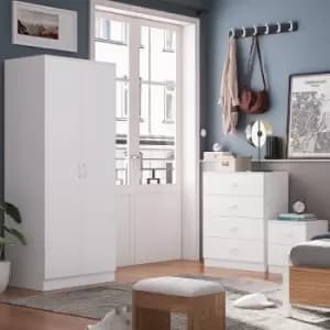 Fwstyle - Tunis 2 Door Wardrobe White Bedroom Furniture Cupboard Metal T-Bar Handles - White
