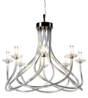 Borosi Glass Chrome 8 Arm Chandelier