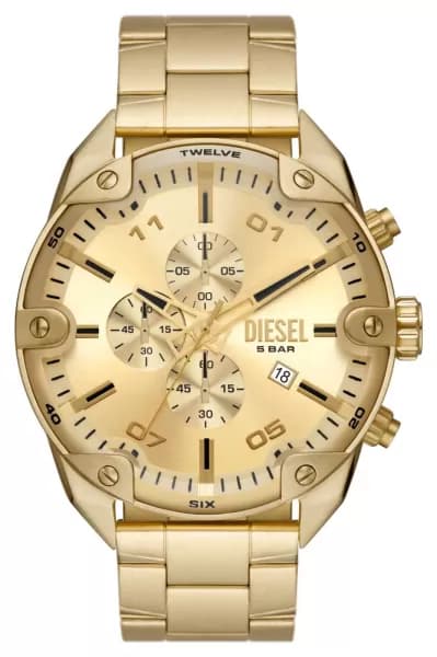 Diesel DZ4608 Spiked Gold Dial Gold PVD Bracelet Watch