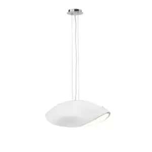 Pasion Rectangular Pendant 4 Light E27, Gloss White/White Acrylic/Polished Chrome, CFL Lamps INCLUDED