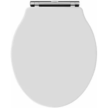 Hudson Reed Chancery Soft Close Toilet Seat Chrome Hinges - White
