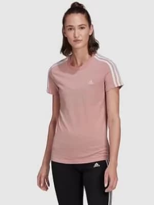 Adidas Essentials 3 Stripes Tee, Mauve Size M Women