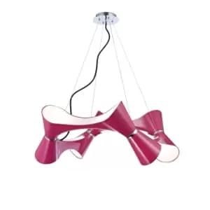 Ora Pendant 8 Twisted Round Light E27, Gloss Purple/White Acrylic/Polished Chrome, CFL Lamps INCLUDED
