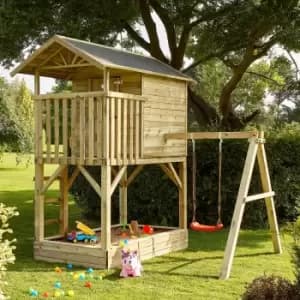 Rowlinson Beach Hut Playhouse with Swing, Wood