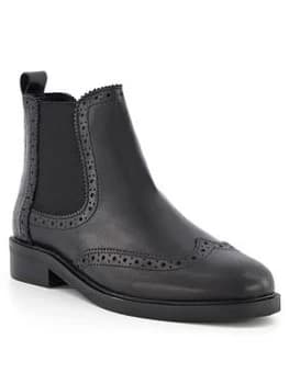 Dune London Quest Leather Brogue Detail Chelsea Boot - Black, Size 5, Women