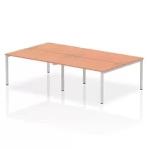 Impulse Bench B2B 4 Person 1400 Silver Frame Office Bench Desk Beech