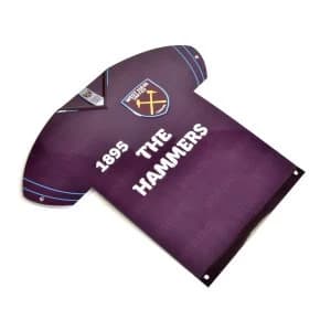 West Ham Shirt Shaped Metal Sign