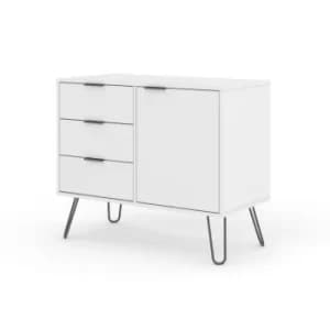 Augusta White small sideboard with 1 door, 3 drawers