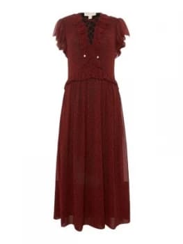 Michael Kors Lace up leopard dress Red