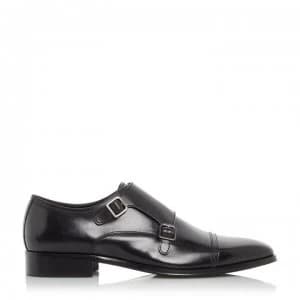 Dune London Surfer Smart Buckled Monk Shoes - Black