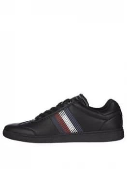 Tommy Hilfiger Core Corporate Leather Cupsole Trainers - Black, Size 41, Men