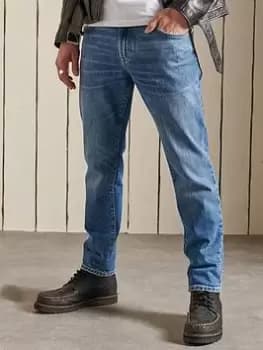 Superdry Tailored Straight Jeans - Blue Size 34, Inside Leg R=32", Men
