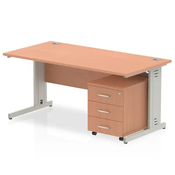 Dynamic Office Solutions Impulse 1400mm Cable Managed Straight Desk With Mobile Pedestal I003943