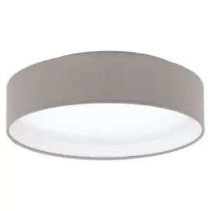Flush Ceiling Light Colour White Shade Taupe Fabric Bulb LED 11W Included