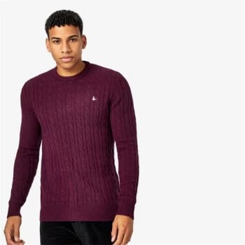Jack Wills Marlow Merino Wool Cable Knitted Jumper - Damson