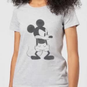 Disney Mickey Mouse Angry Womens T-Shirt - Grey - 3XL
