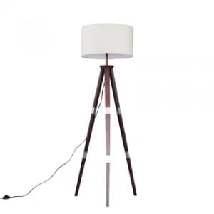 Willow Dark Wood Tripod Floor Lamp with XL Mink Reni Shade