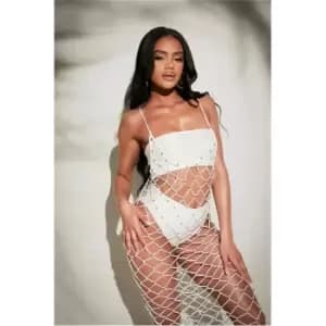 I Saw It First White Bead Detail Crochet Strappy Midaxi Dress - White