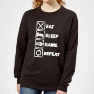 Eat Sleep Game Repeat Womens Sweatshirt - Black - 3XL