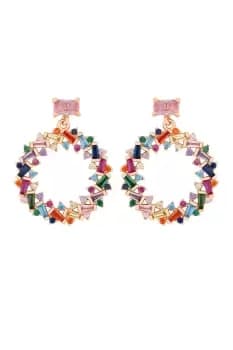 Rose Gold Plated Multi Coloured Drop Earrings