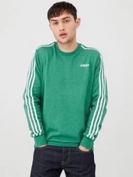 Adidas 3 Stripe Linear Crew Neck Sweatshirt - Green
