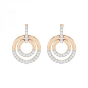 Ladies Swarovski Two-tone steel/gold plate Circle Earrings