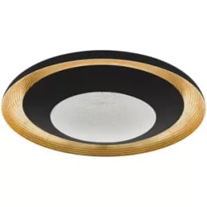 Netlighting Canicosa Integrated LED Semi Flush Light Black, Gold Cct, Remote Con