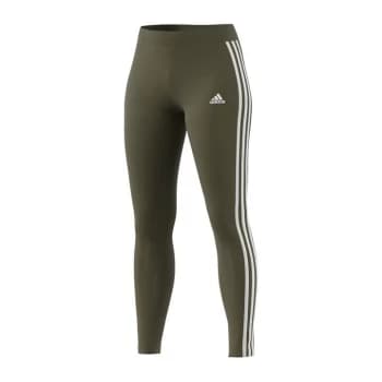 adidas Essentials 3 Stripe Leggings Ladies - Olive Green