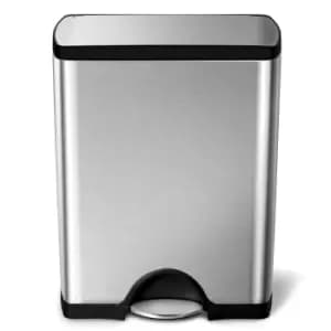 simplehuman 50 Litre Rectangular Pedal Bin Brushed Steel