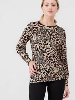 Oasis Animal Balloon Sleeve Crew Neck - Natural, Size XL, Women