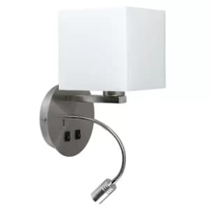 Solara Hotel Wall Light in Brushed Chrome with USB