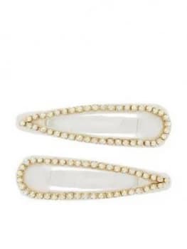Accessorize 2-Pack Silk Ribbon Wrapped Sparkle Snap Clip - Ivory