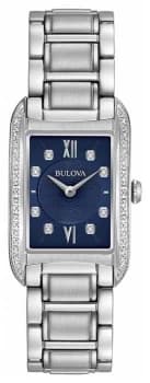 Bulova 96R211 Womens Blue Dial Diamond Wristwatch Colour - Silver Tone