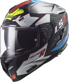 LS2 FF327 Challenger Sporty Carbon Helmet, black-white-red-green Size M black-white-red-green, Size M