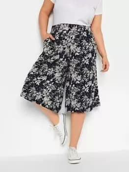 Yours Leaf Stretch Jersey Culotte, Blue, Size 16, Women