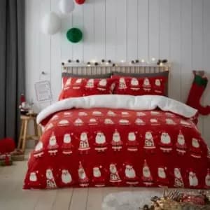 Bedlam Jolly Santa Sherpa Reverse Red Duvet Set - Double, Fleece