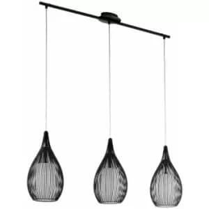 Pendant Light Colour Black Shade Black White Satin Glass Steel Bulb E27 3x60W
