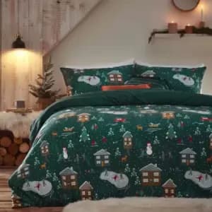 Furn. Winter Pine Toddler Duvet Cover Set Polyester Pine Green