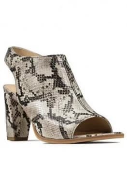 Clarks Kaylin85 Sling Leather Peep Toe Sandal - Grey Snake