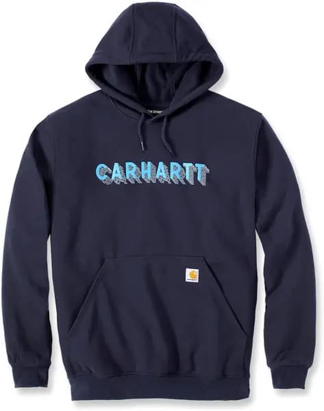 Carhartt Rain Defender Lose Fit Midweight Logo Graphic Hoodie, blue, Size 2XL